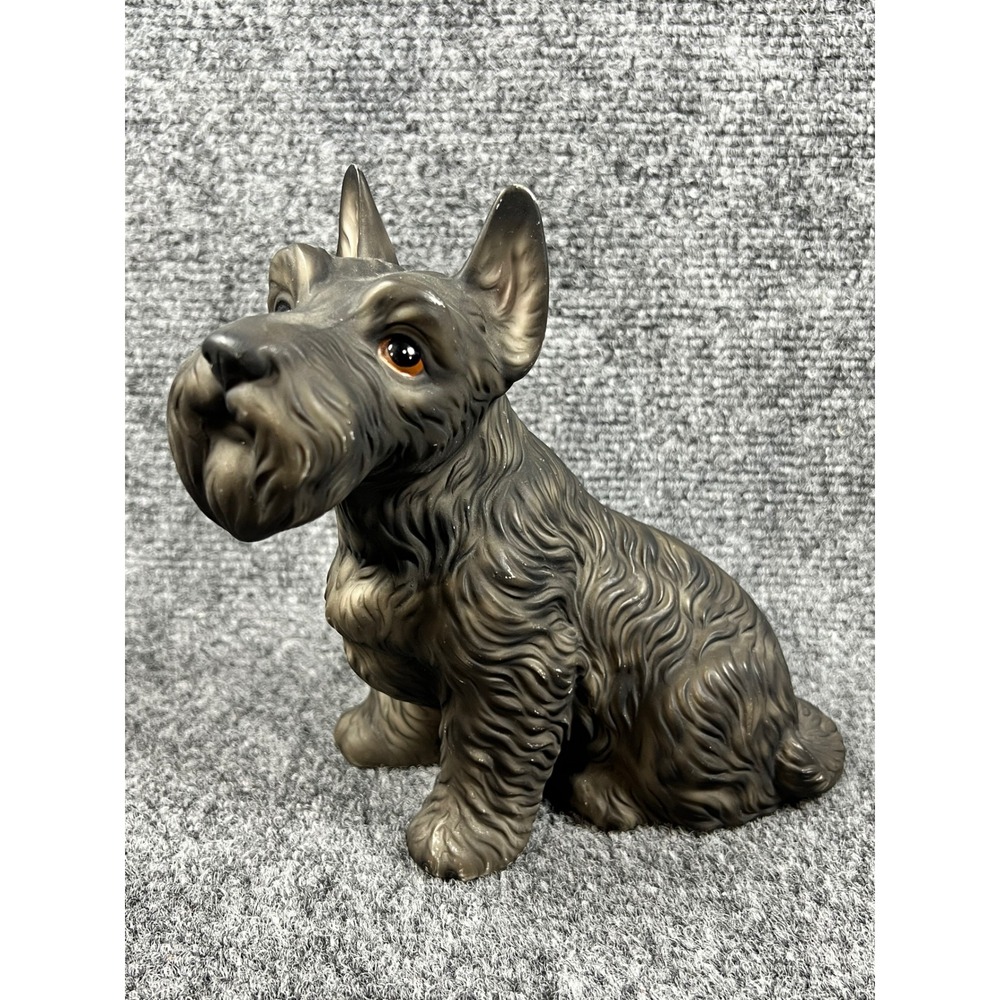 Vintage Scottish Terrier Scottie Dog Ceramic Figurine Grey Black
